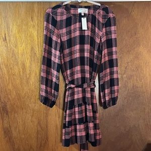 CLOTH & STONE for Anthropologie Dusty Rose & Black Dress Sz M NWT